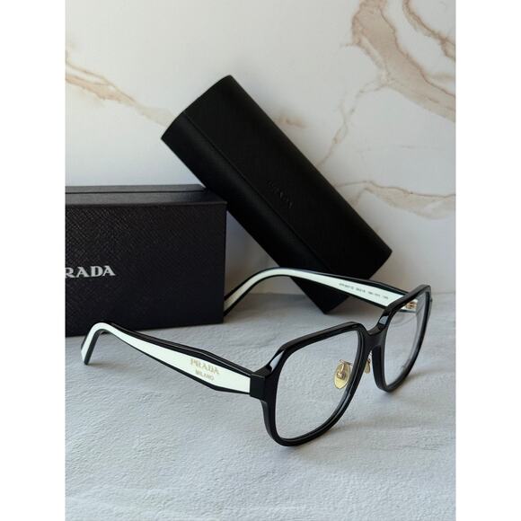 NEW Prada PR B07VD Black White Eyeglasses Frames